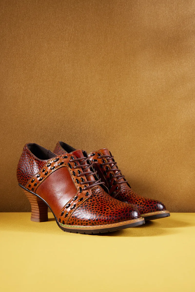 Soffia | Veronika Crack Patterned Leather Oxford