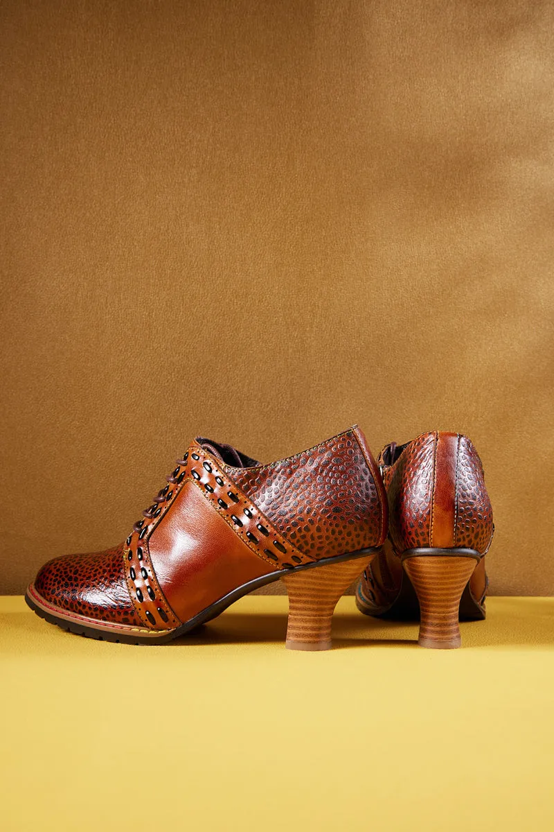 Soffia | Veronika Crack Patterned Leather Oxford