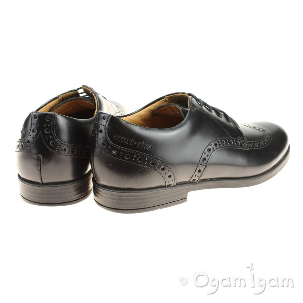 Start-rite Pinbrogue Girls Black School Shoe