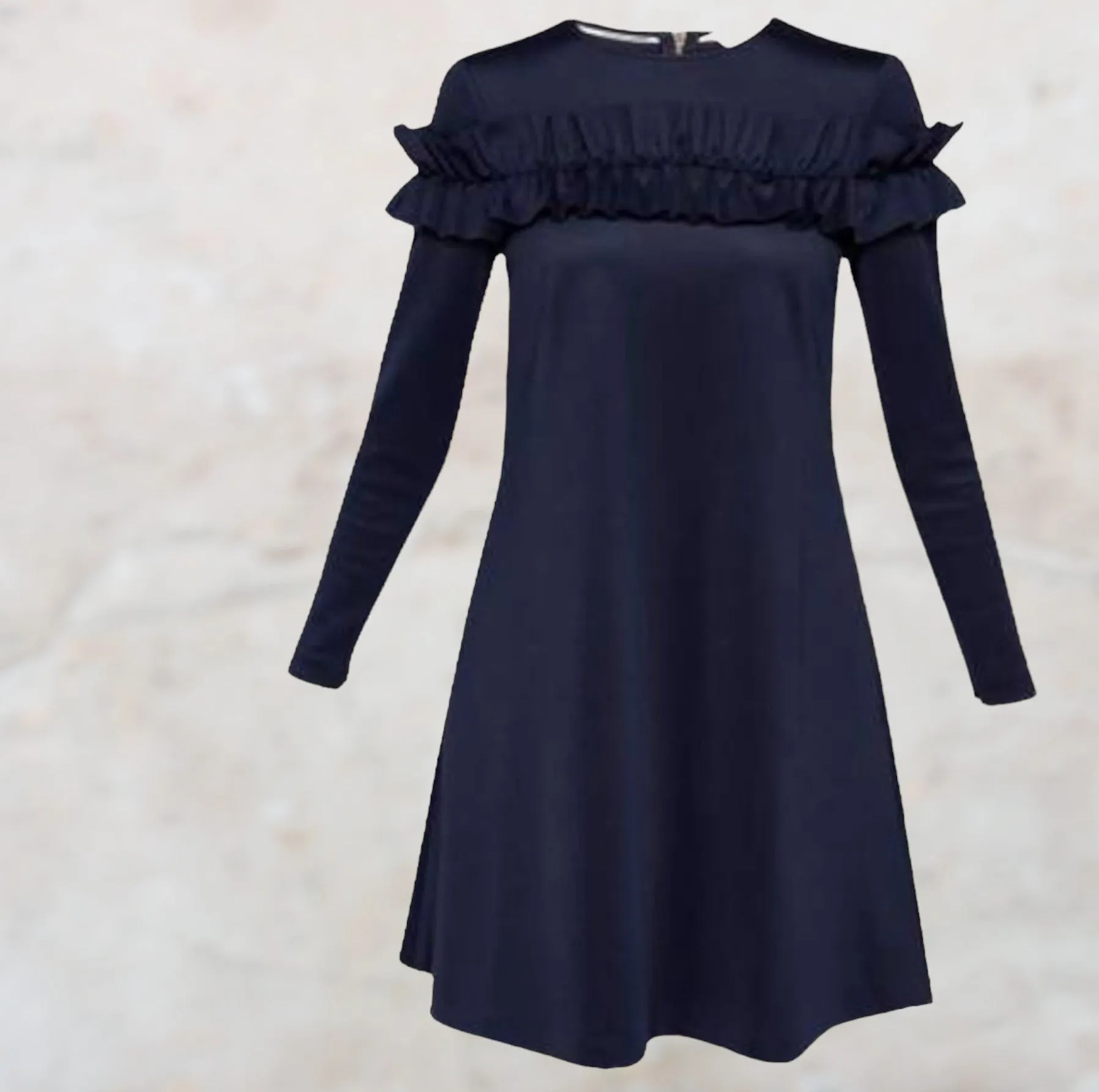 Ted Baker Navy Women's Zufara Ruffle Bodice Tunic Sz 3 UK 12 US 8 EU 40