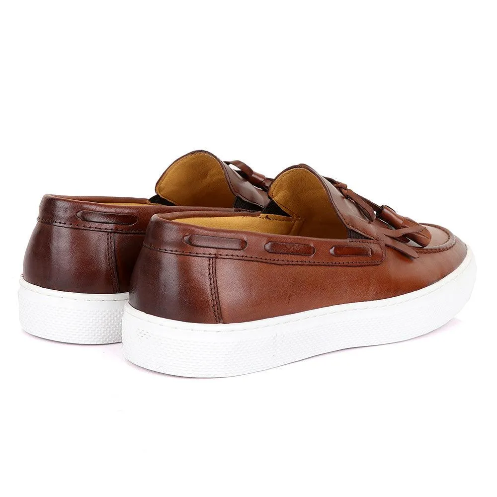 Terry Taylors Lashes Tassel Brown Leather Sneaker Shoe