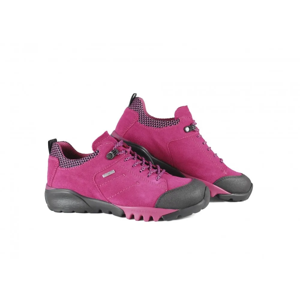 Waldlaufer Womens 787952 403 228 Womens  H-Amiata Gummi Schwarz Fuchsia  Lace Up Waterproof Walking Shoes