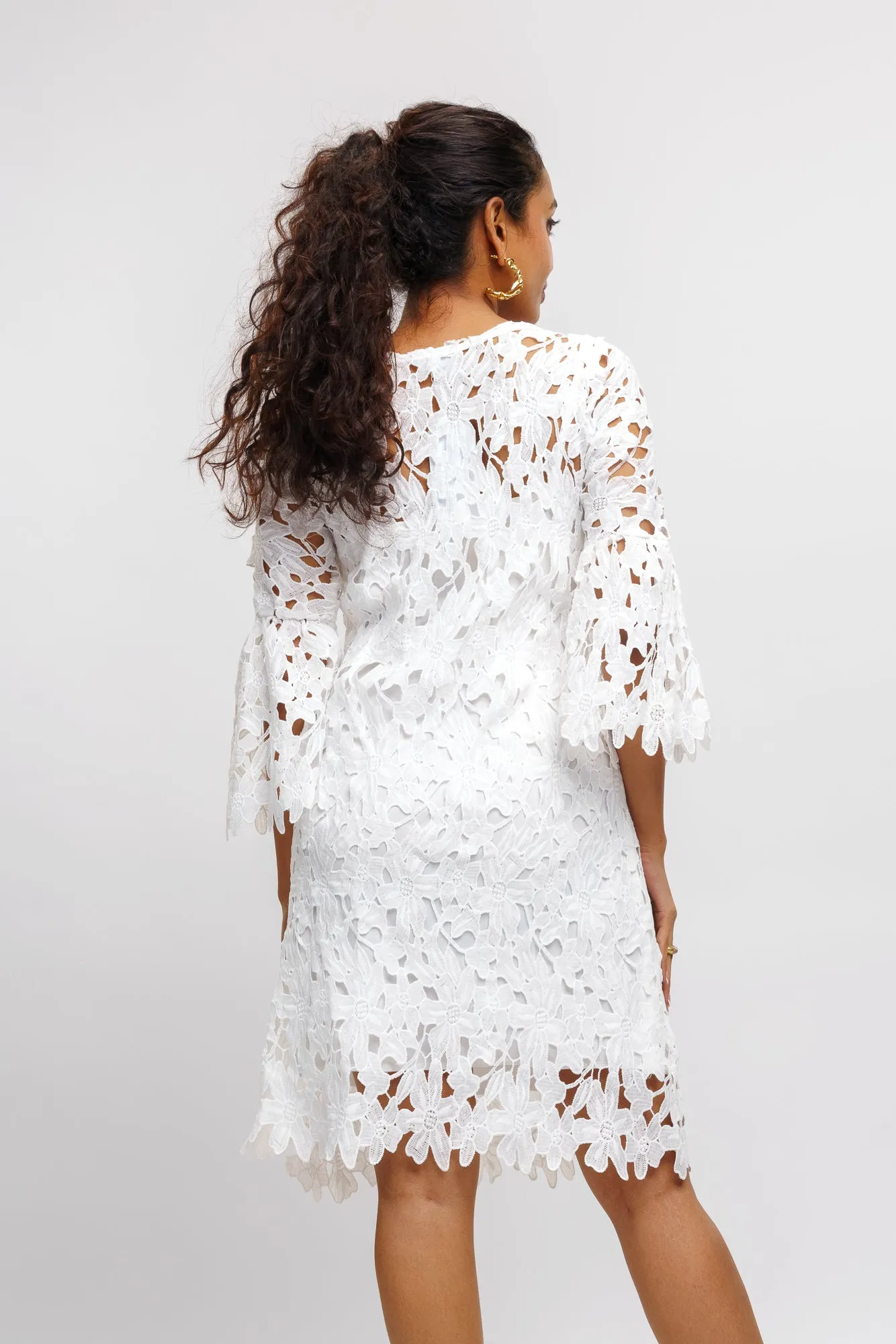 White Cut Work Lace Dress