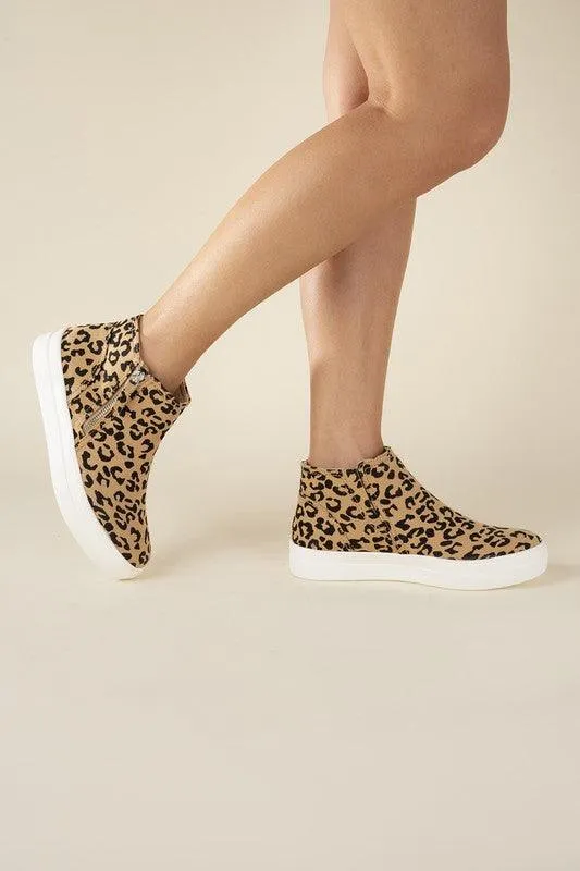 Womens High Top Leopard Sneakers Shoes