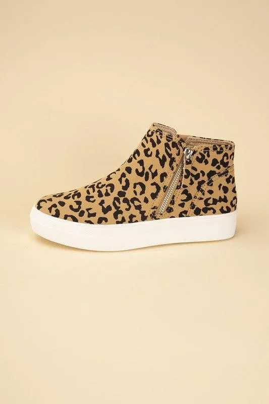 Womens High Top Leopard Sneakers Shoes