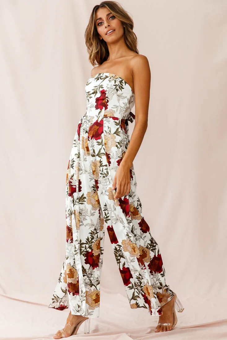 Yuzu Wide Leg Bandeau Jumpsuit White